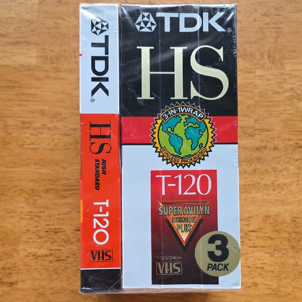 🆕️ TDK HS T-120 VHS Blank Tapes 3 Pack Plus One Bonus